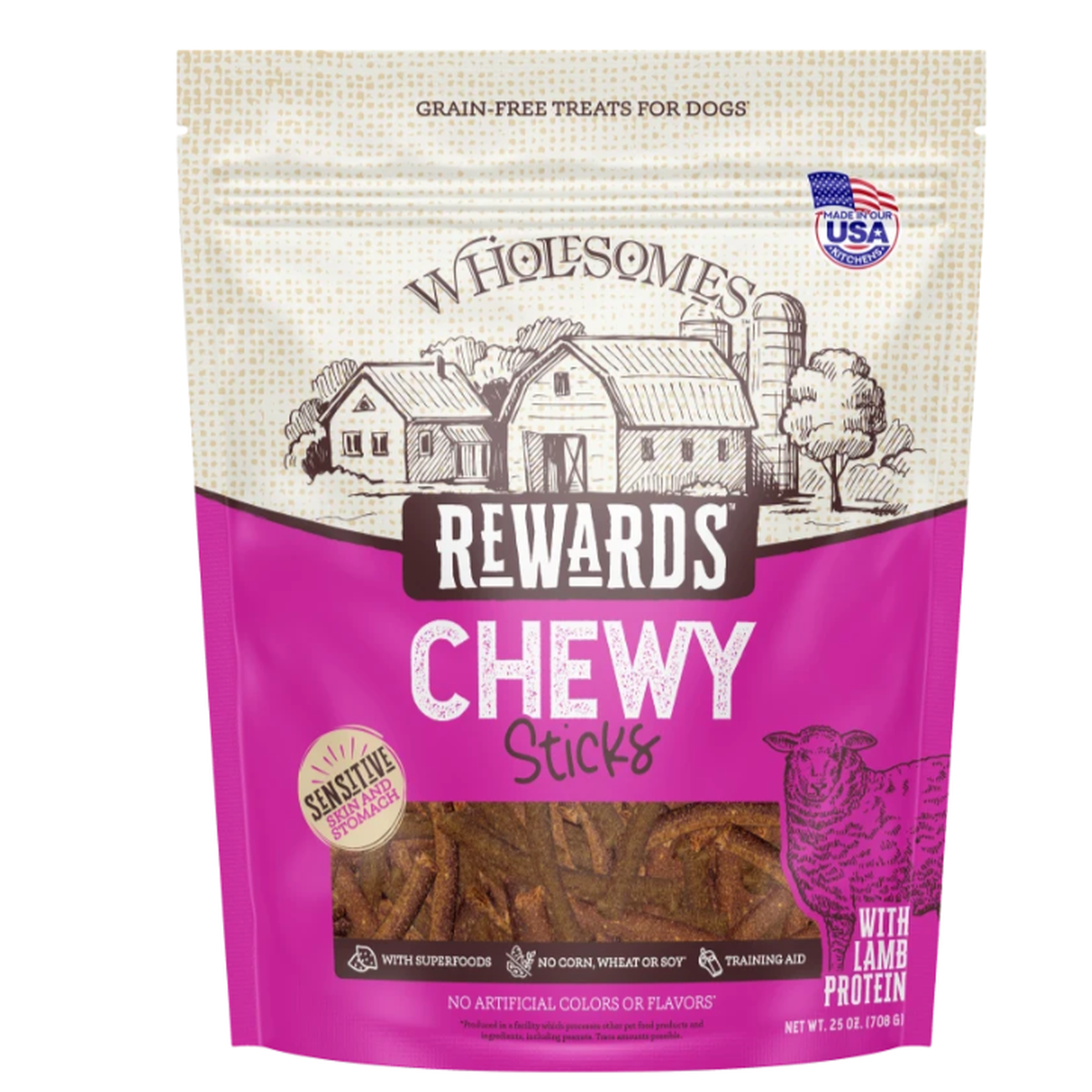 WHOLESOMES LAMB STICKS 25OZ