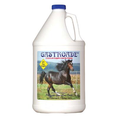 Helps to promote a healthy digestive system. Calcium supplement for a healthy GI tract. Revolutionary formula establishes a new approach to dealing with equine gastric distress. Gastroade is formulated with aloe vera and kaolin to soothe the stomach lining while it heals. 