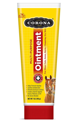 Corona Ointment is our award-winning formula that was chosen by the Horse Journal as their horse wound care treatment of choice! It helps promote healing of minor wounds, and creates an excellent barrier against insects, moisture, and dirt.